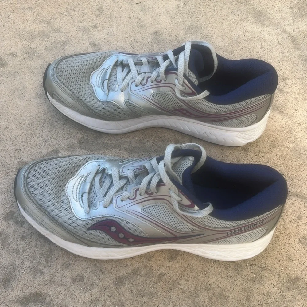 Saucony Cohesion 12 Grey/Purple Women's Running Sneakers Size 8.5